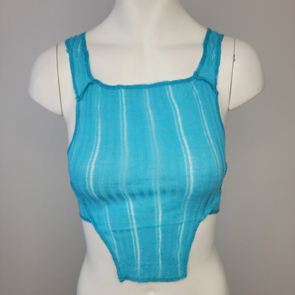 Urban Outfitters Crop Corset Style Tank Layer Light Size Large Blue NWTa - Picture 1 of 4